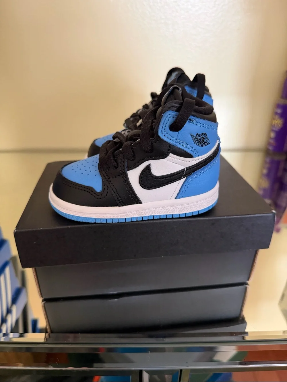 Nike Kids High-Top Sneakers in Black, White & Blue